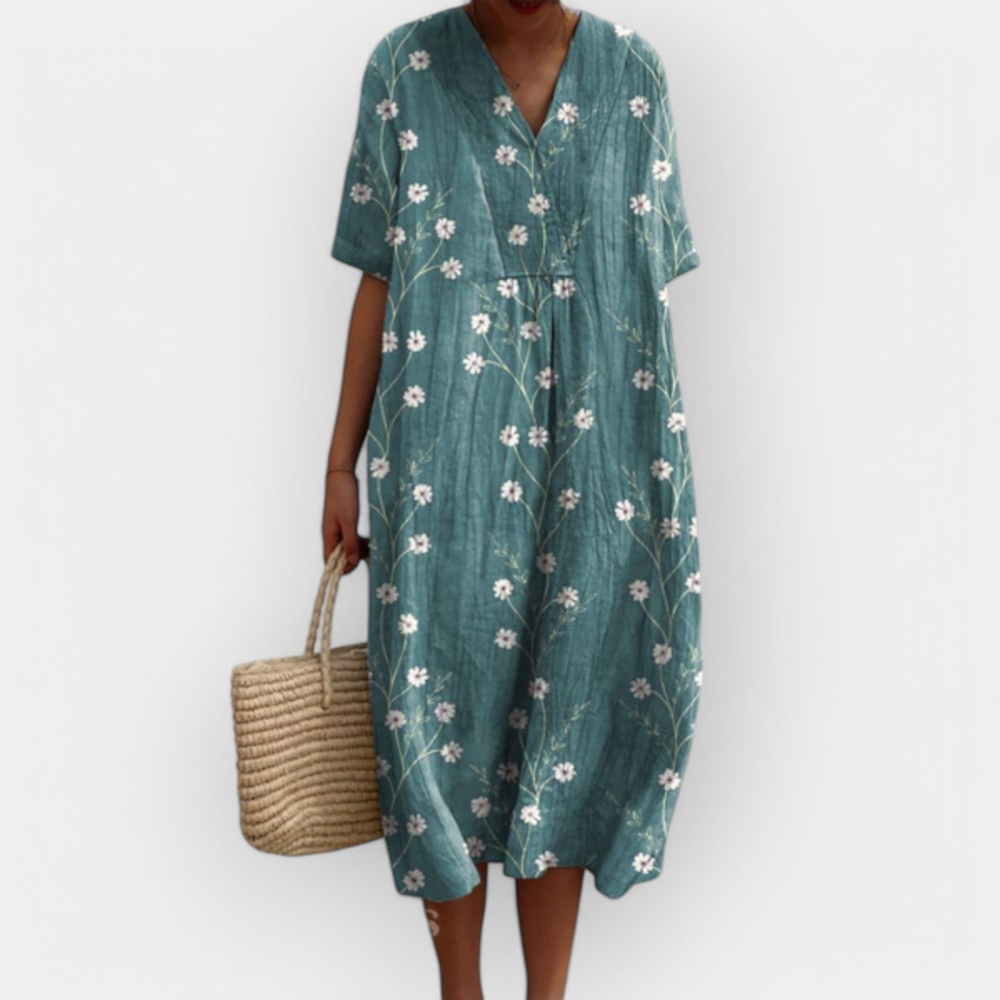 ליאורה™ | שמלת מידי מודרנית עם מחשוף V