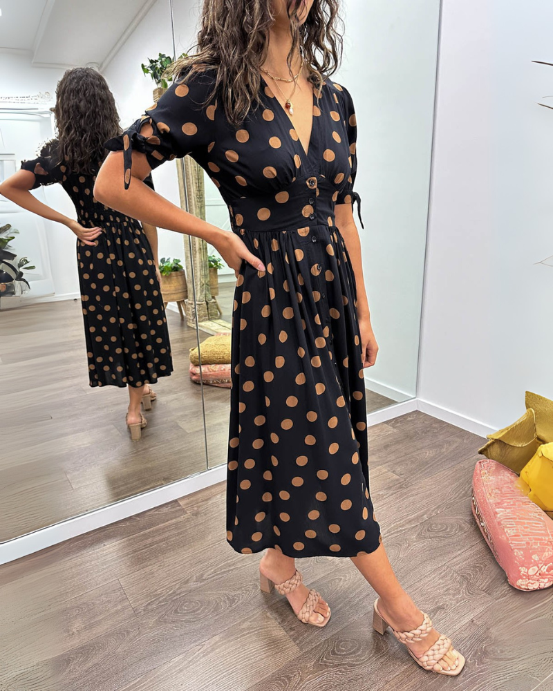 נוצות™ | שמלת מקסי עם הדפס נקודות