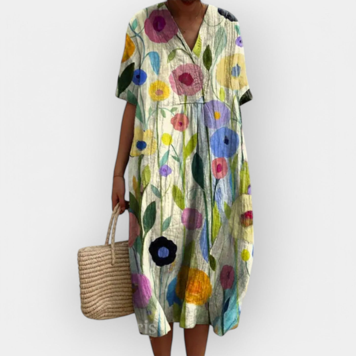 ליאורה™ | שמלת מידי מודרנית עם מחשוף V