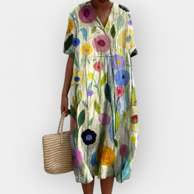 ליאורה™ | שמלת מידי מודרנית עם מחשוף V