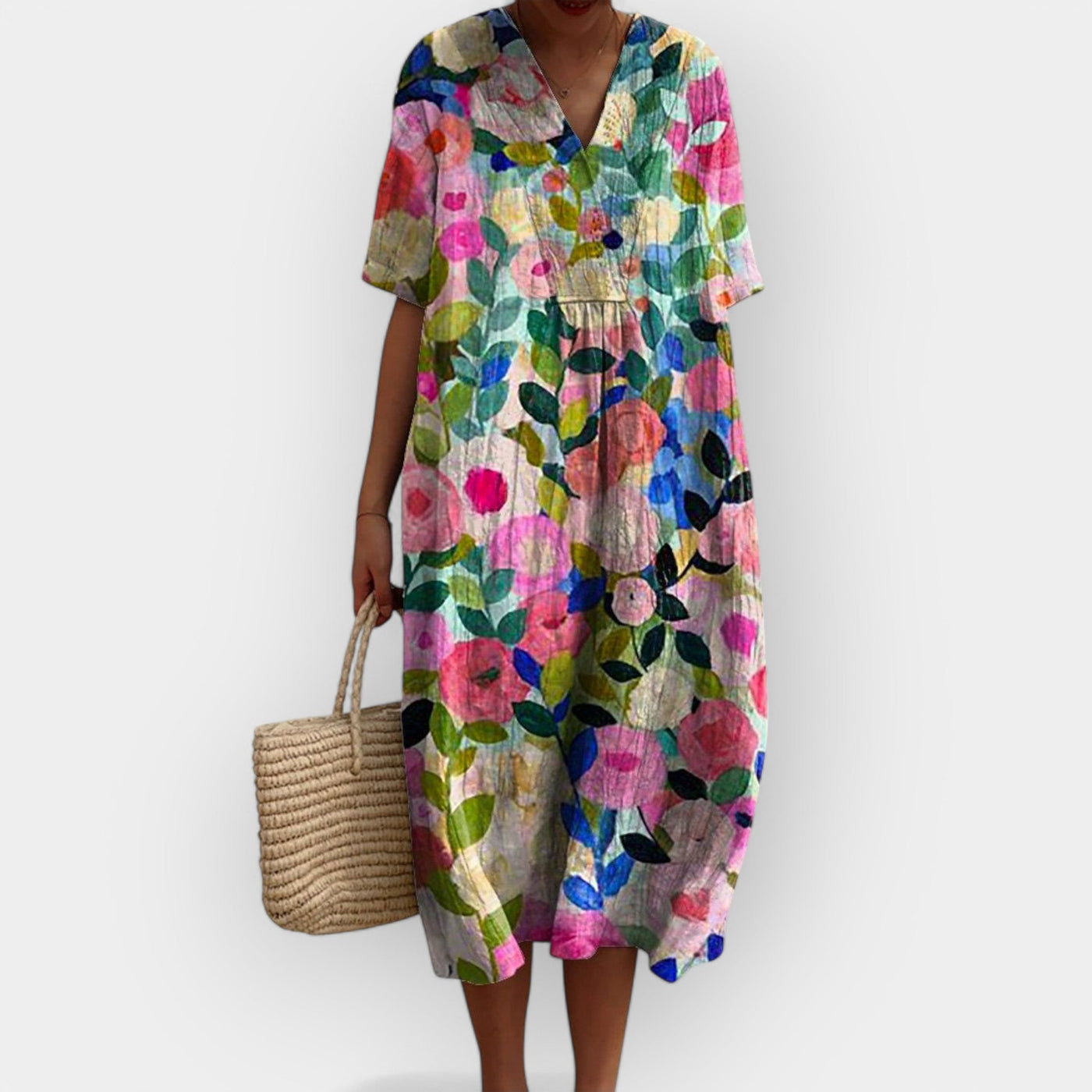 ליאורה™ | שמלת מידי מודרנית עם מחשוף V