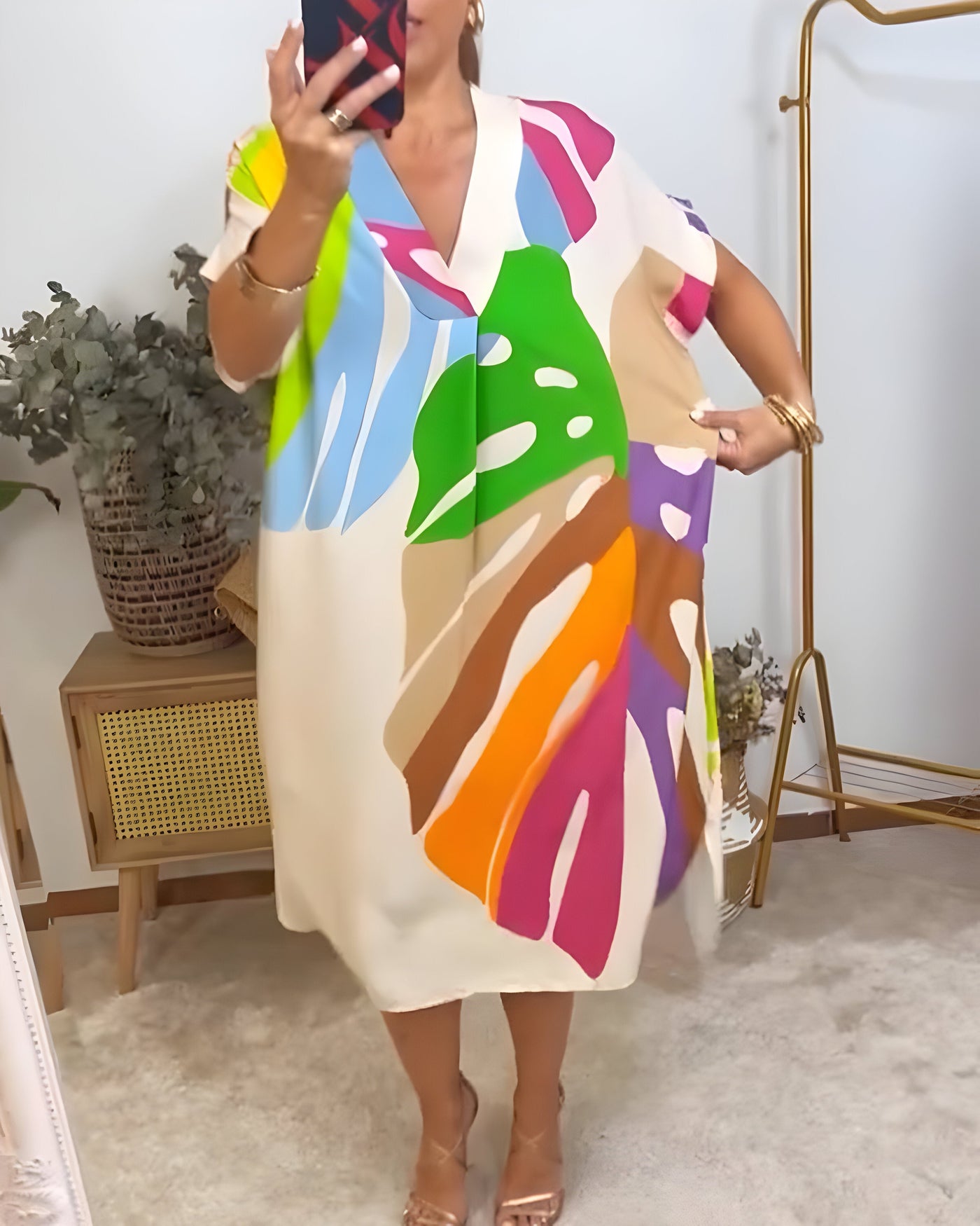 ריאנה™ | שמלה בהדפס אבסטרקט