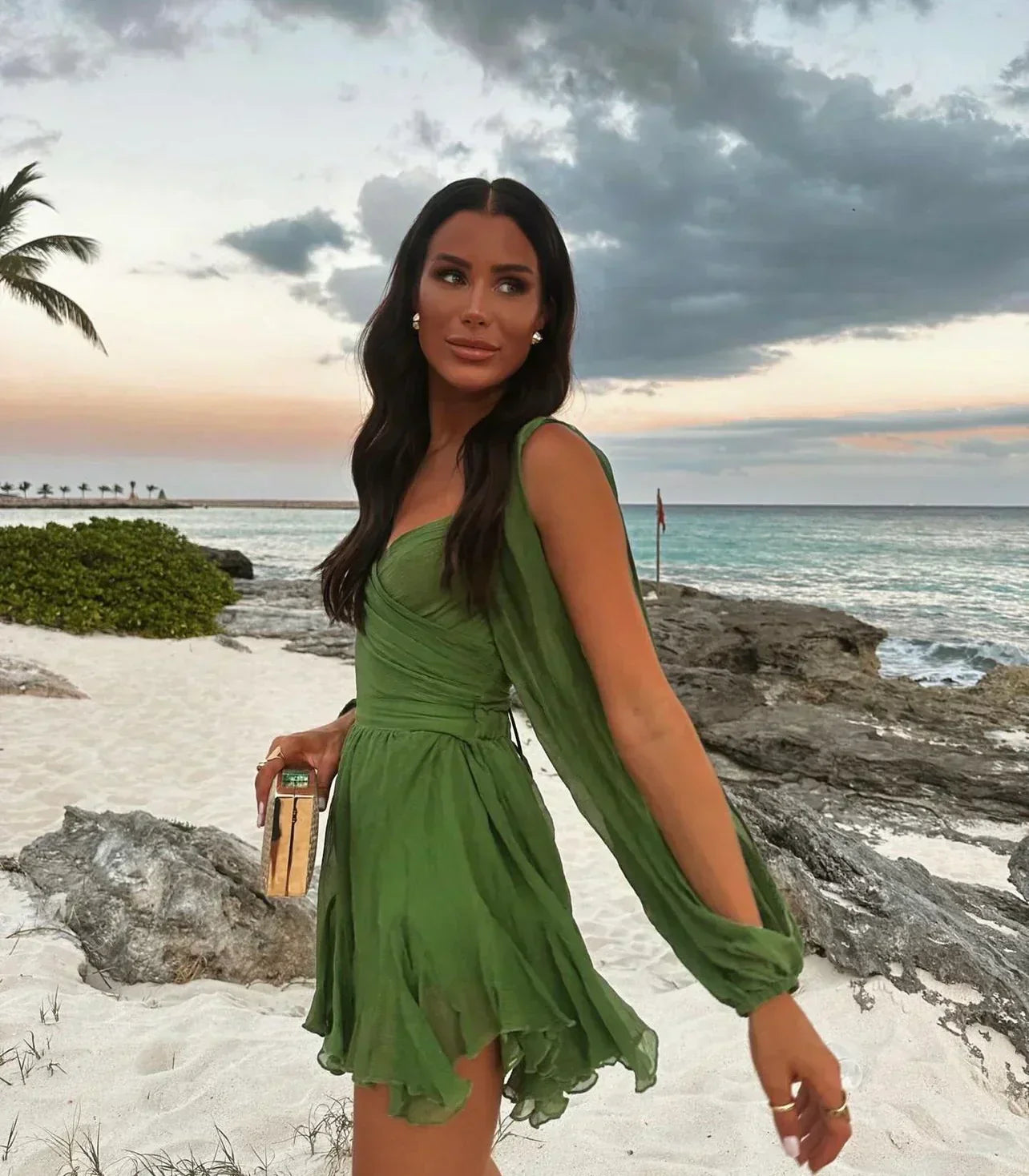 דנה™ | שמלת מיני עם שרוולים נפוחים