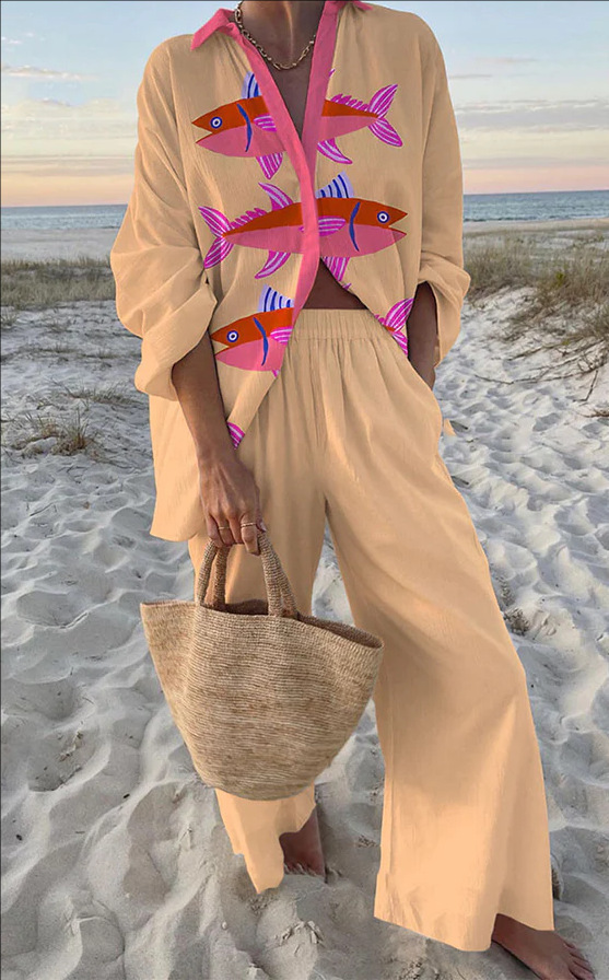 על™ | שמלה ורודה עם הדפס דגים