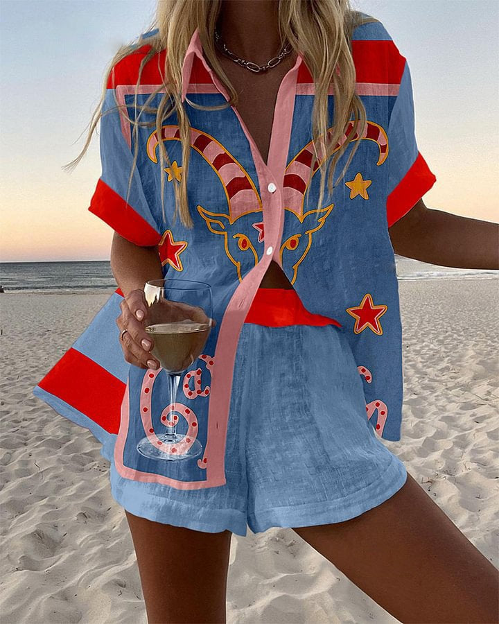 ליביה™ | חליפה קצרה עם הדפס עיזים