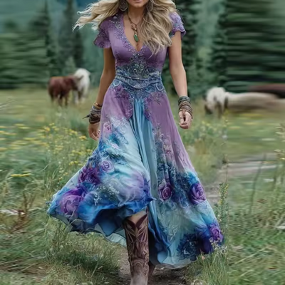 פאולה™ | שמלה פרחונית זורמת ומחויטת