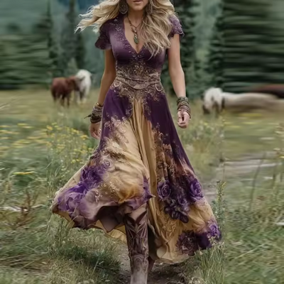 פאולה™ | שמלה פרחונית זורמת ומחויטת