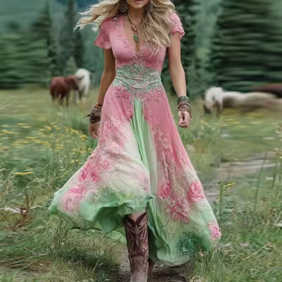 פאולה™ | שמלה פרחונית זורמת ומחויטת