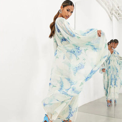 נועה™ | שמלת מקסי בצבע כחול ים