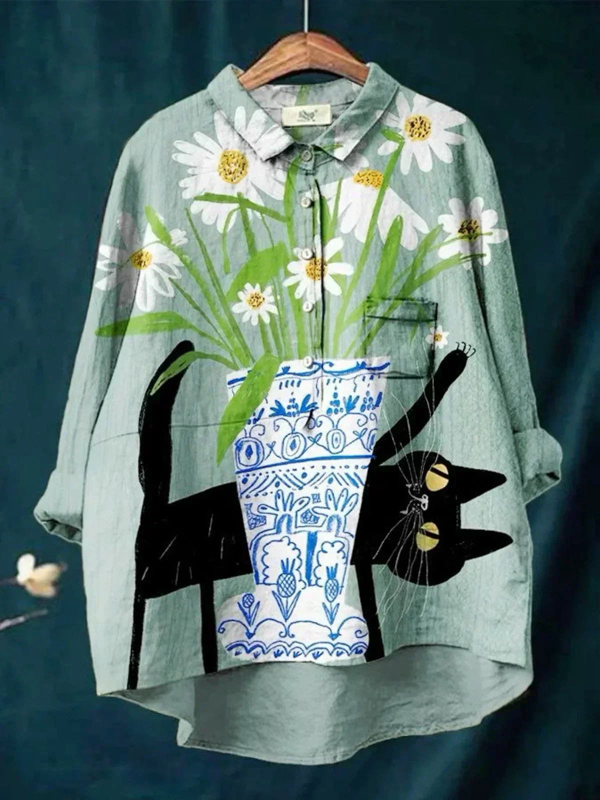 דנה™ | חולצה עם הדפס חתול ופרחים