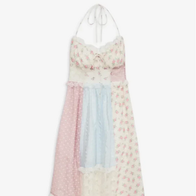 נועה™ | שמלת רצועות בטקסטורת פאץ׳וורק