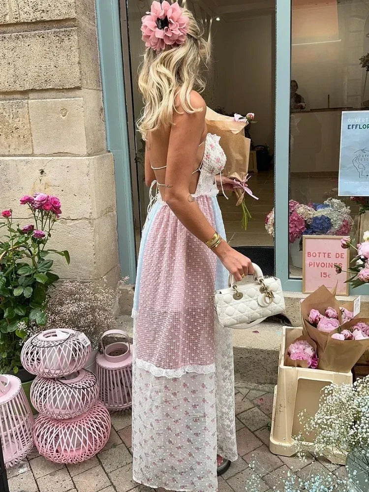 נועה™ | שמלת רצועות בטקסטורת פאץ׳וורק