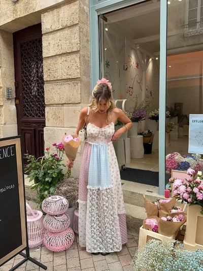 ויויאנה™ | שמלת פאטצ'וורק עם רצועות