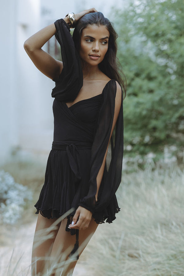 דיאן™ | שמלה קצרה עם שרוולי פאפ