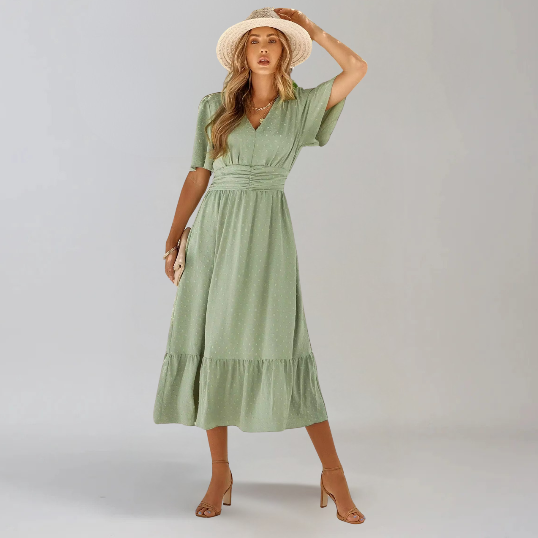 אריה™ | שמלת מידי עם מחשוף בצורת V