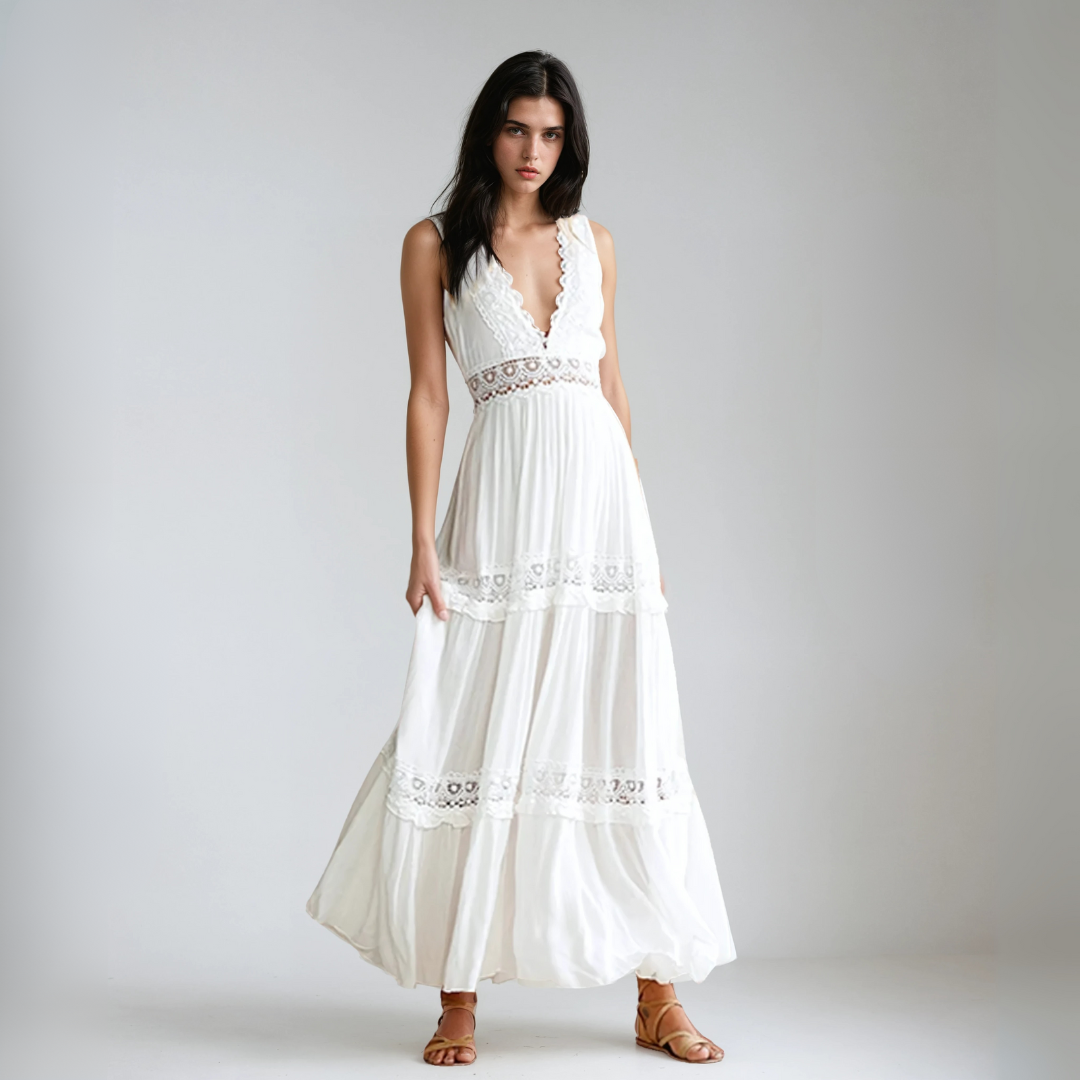 ביאנקה™ | שמלה ארוכה עם רקמות תחרה