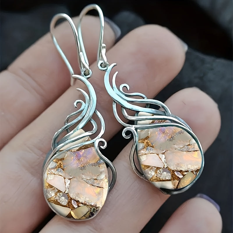 סטונה™ | עגילי טיפה עם אבני חן וינטג’