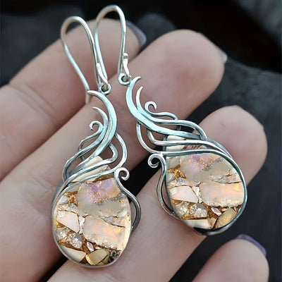 סטונה™ | עגילי טיפה עם אבני חן וינטג’