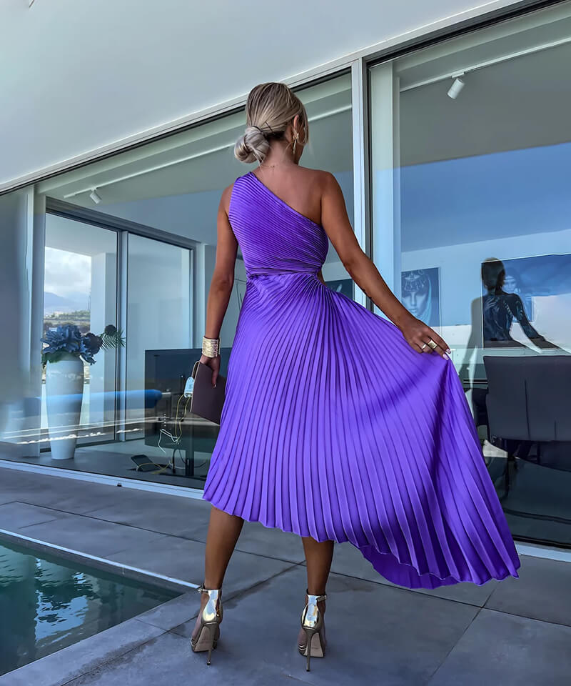 לירון™ | שמלת מידי אלגנטית עם כתף אחת