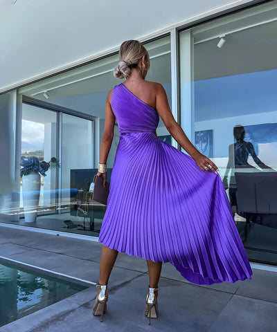 לירון™ | שמלת מידי אלגנטית עם כתף אחת