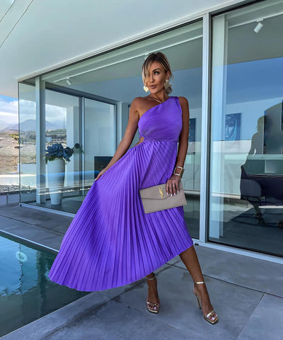 לירון™ | שמלת מידי אלגנטית עם כתף אחת