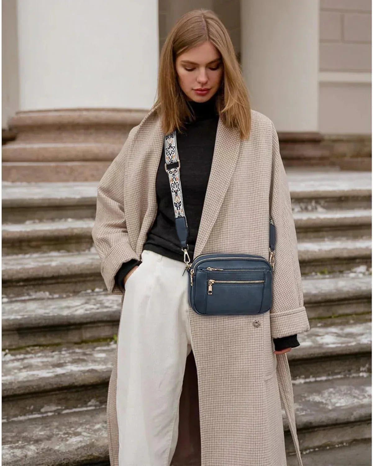 מרינה™ | תיק כתף עם רצועה צבעונית