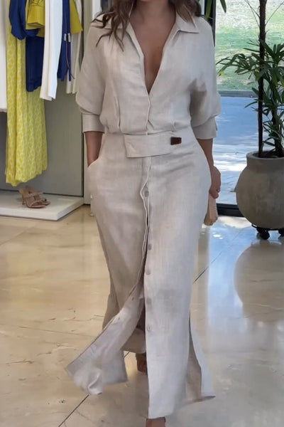 לירון™ | שמלת מקסי עם מחשוף V