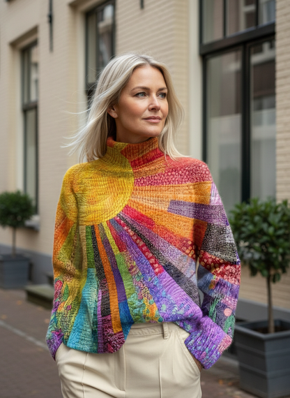 נור™ | סוודר צבעוני עם צווארון גבוה