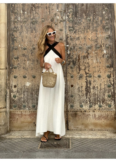 מִירָה™ | שמלה ארוכה עם צווארון הלטר